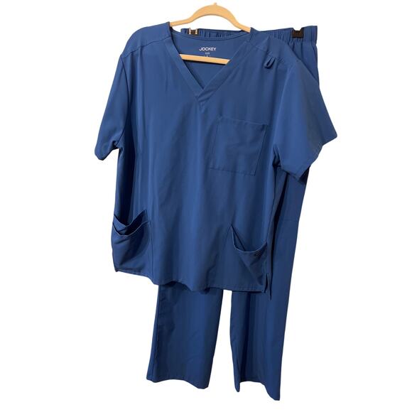 🩺 Jockey Scrub Set Blue Men’s Size Large/Medium | Cargo Front Pockets Uniform - Picture 1 of 13
